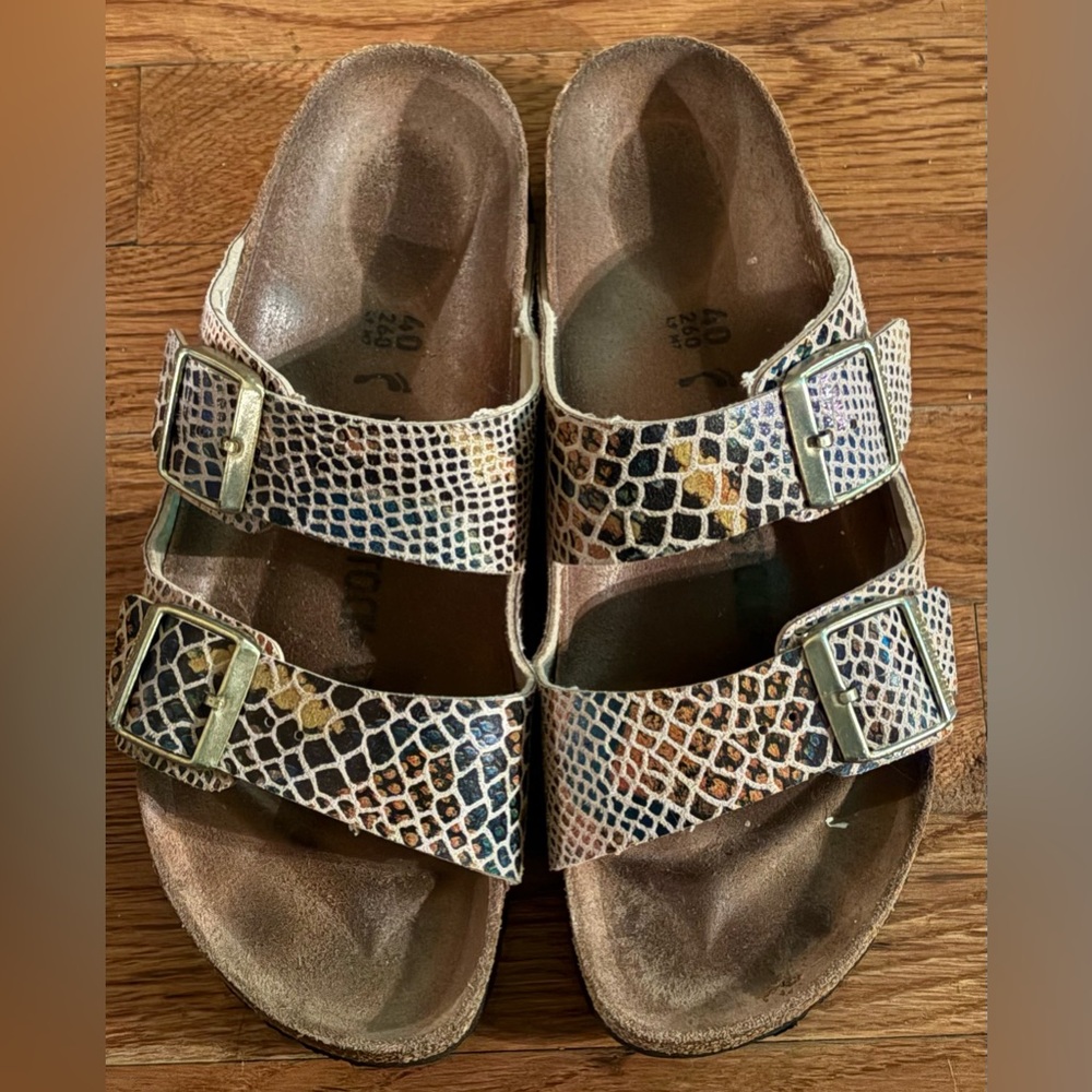 Birkenstock Sandal Slides Shiny Python Brown 2 St… - image 1